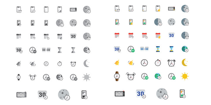 Set of icons on a theme of time. style flat