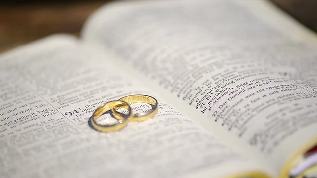 Wedding Rings on a Bible, focus shift