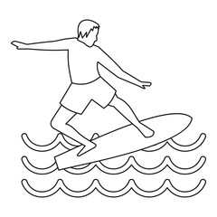 Man with surfboard icon, simple style