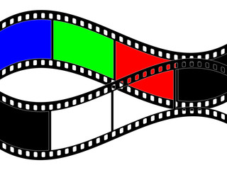 Photographic film on a white background