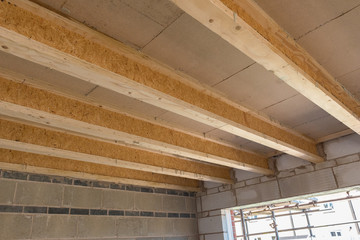 Room construction showing joists truss