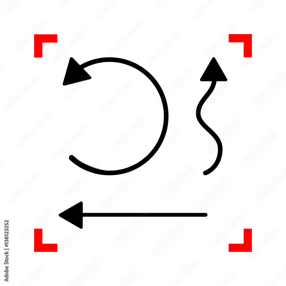 Poster simple set to interface arrows black icon in focus corners on wh