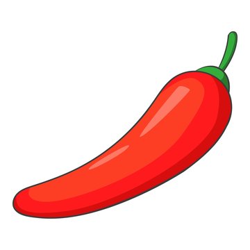 Chilli pepper icon, cartoon style