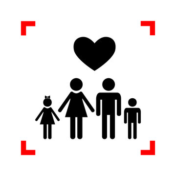 Family symbol with heart. Husband and wife are kept children's h
