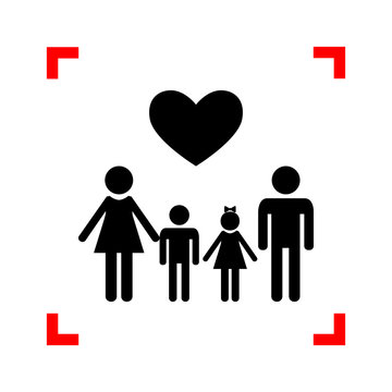 Family symbol with heart. Husband and wife are kept children's h