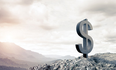 Money making and wealth concept presented by stone dollar symbol