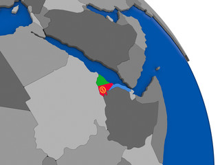 Eritrea and its flag on globe