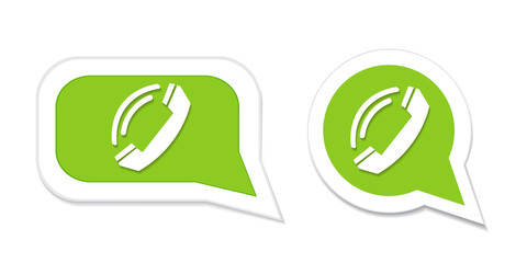 Phone handset in speech bubble icon. Vector illustration