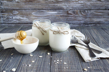 homemade yogurt with oatmeal and honey