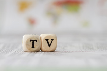 TV word built with letter cubes