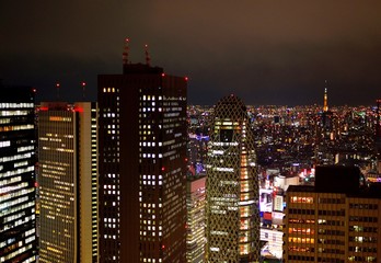Tokyo cityscape at night in Shinjuku
