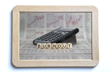burnout word built with letter cubes