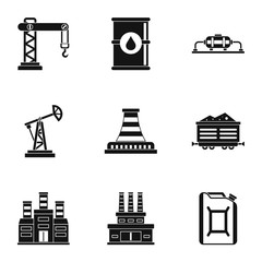 Oil icons set, simple style