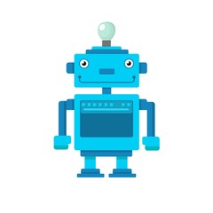 Cute funny robots on a white background. Vector illustration.