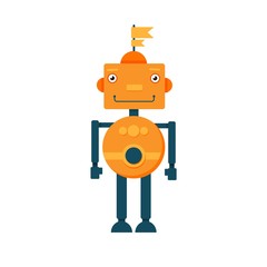 Fototapeta premium Cute funny robots on a white background. Vector illustration.