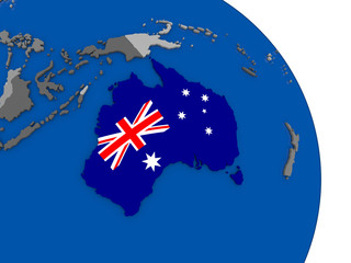 Obraz na płótnie Canvas Australia and its flag on globe
