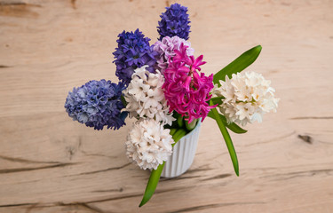 Hyacinth flower on wood background