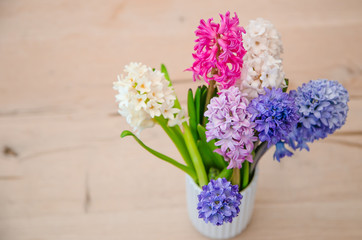 Hyacinth flower on wood background