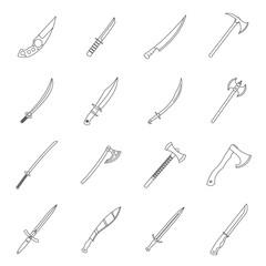 Steel arms symbols icons set, outline style