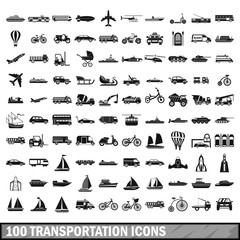 Fototapeta premium 100 transportation icons set in simple style