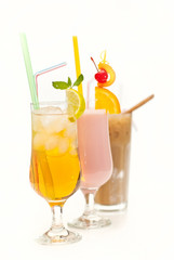 fruit cocktail in a cup with a straw