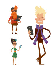 creative team people hipster business landing page website profile design studio designer art-director character set collection vector illustration