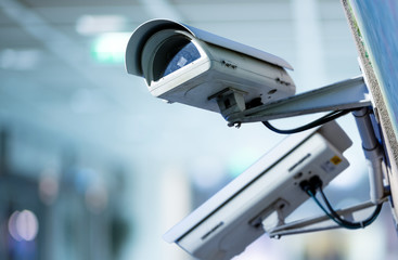 CCTV security camera with blurred background