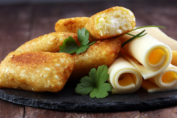 Homemade potato croquettes with parmesan and chives, nice and simple, but delicious light food
