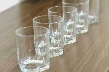 Row of glasses close up