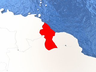 Guyana on globe