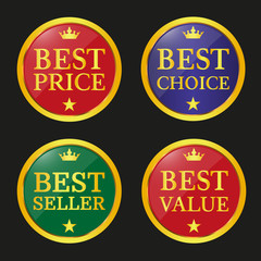 Collection of sale badges and labels.