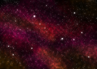 Night Sky with Stars and Red Nebula. Space Background. Large image.
