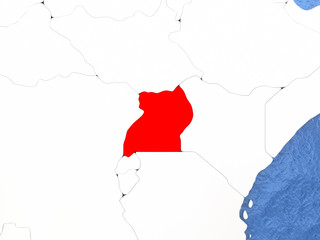 Uganda on globe