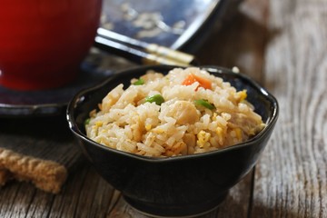 Chinese Fried rice served in s bowl, selective focus