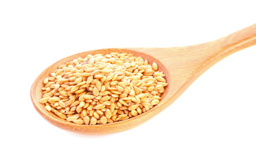 Flax seeds isolated on white background