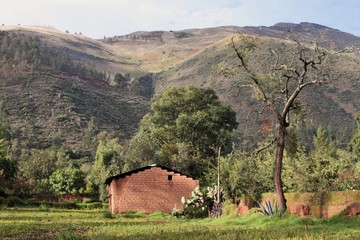 Peruvian house in the central highlands of the Andes mountains