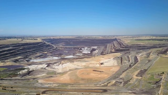 4k aerial video of coal mine and power station