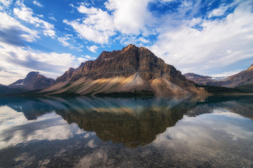 Morning Glass, Breathtaking morning reflections on Bow Lake in Banff National Park