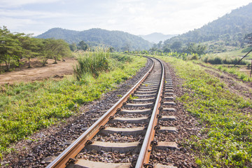 Railroad Location  Lamphun, Thailand. at white bridge Lamphun province,Thailand 