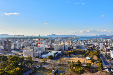 丸亀城から見た西側の風景(2017年2月)