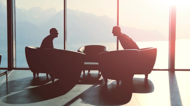 business meeting in modern building. businessman discussing.