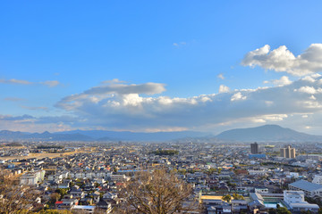Fototapeta na wymiar 丸亀城から見た南側の風景(2017年2月)