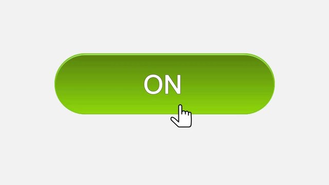 On-off web interface button clicked with mouse cursor, different color choice