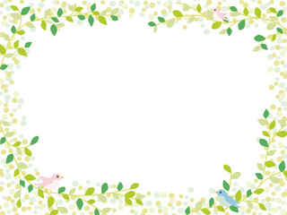 植物と小鳥のナチュラルな背景素材