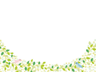 植物と小鳥のナチュラルな背景素材