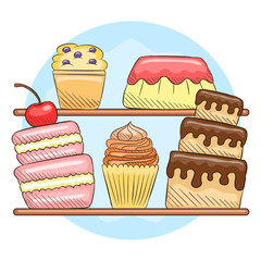 Hand drawn cake shop design