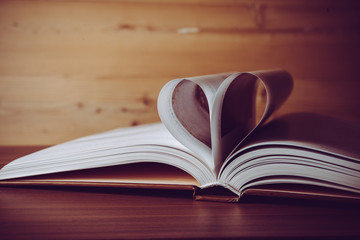 Close up heart shape from paper book concept for valentine's day.