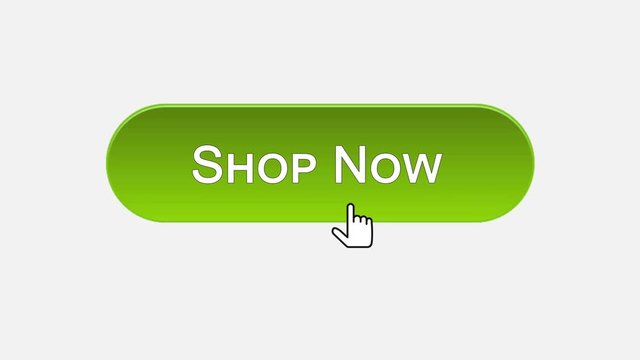 Shop now web interface button clicked with mouse cursor, different color choice