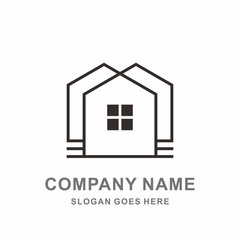 Building House Shape Window Architecture Interior Construction Real Estate Business Company Stock Vector Logo Design Template 