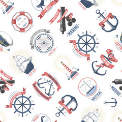 Fashion nautical marine sailing sea seamless pattern vector